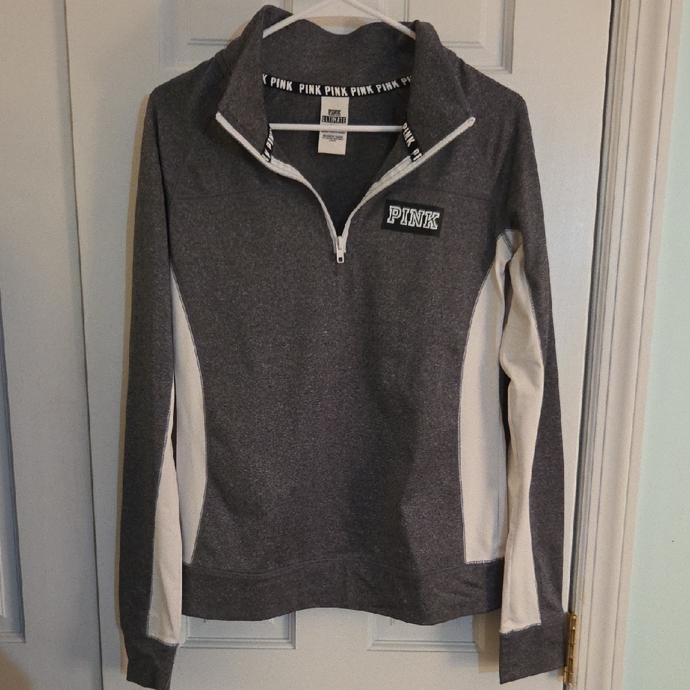 PINK Victoria's Secret Gray and White Sweatshirt